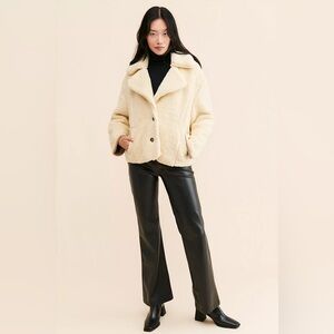 Free People Joplin Cozy Jacket Ivory with Tan Accents